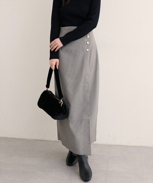 natural couture(ナチュラルクチュール)の「【WEB限定】千鳥柄巻き風スカート(スカート・レディース・ブラウン/モカ/その他1・FREE)」の11枚目の写真