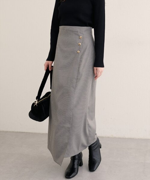 natural couture(ナチュラルクチュール)の「【WEB限定】千鳥柄巻き風スカート(スカート・レディース・ブラウン/モカ/その他1・FREE)」の10枚目の写真