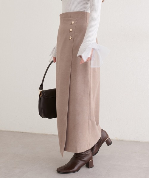 natural couture(ナチュラルクチュール)の「【WEB限定】千鳥柄巻き風スカート(スカート・レディース・ブラウン/モカ/その他1・FREE)」の4枚目の写真