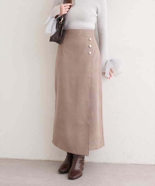 natural couture(ナチュラルクチュール)の「【WEB限定】千鳥柄巻き風スカート(スカート・レディース・ブラウン/モカ/その他1・FREE)」の5枚目の写真