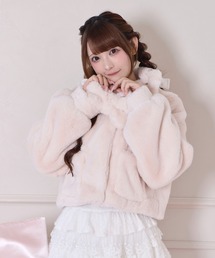 Honey Cinnamon | ビジュー衿エコファーリボンコート(その他アウター)