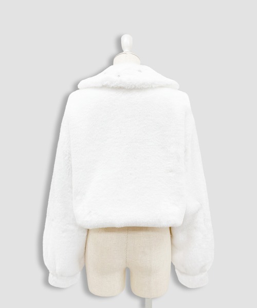 Honey Cinnamon（ハニーシナモン）の「ビジュー衿エコファーリボンコート（その他アウター・レディース・ピンク/ホワイト・FREE）」の9枚目の写真