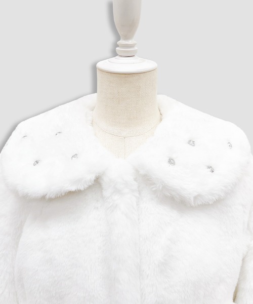 Honey Cinnamon（ハニーシナモン）の「ビジュー衿エコファーリボンコート（その他アウター・レディース・ピンク/ホワイト・FREE）」の10枚目の写真