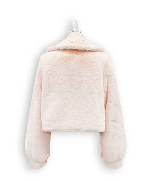 Honey Cinnamon（ハニーシナモン）の「ビジュー衿エコファーリボンコート（その他アウター・レディース・ピンク/ホワイト・FREE）」の18枚目の写真