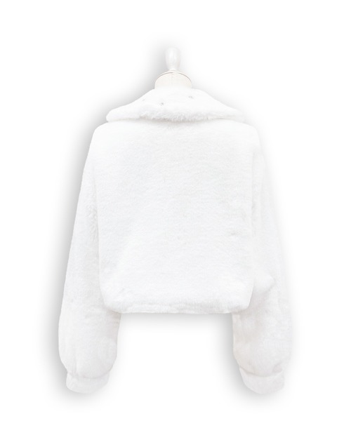 Honey Cinnamon（ハニーシナモン）の「ビジュー衿エコファーリボンコート（その他アウター・レディース・ピンク/ホワイト・FREE）」の11枚目の写真