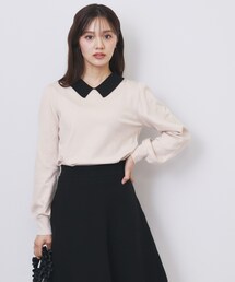 index | バイカラー衿付きニット【洗濯機OK】(ニット/セーター)