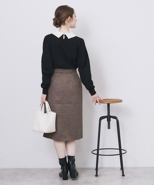 index（インデックス）の「バイカラー衿付きニット【洗濯機OK】（ニット/セーター・レディース・ベージュ系その他7/ブルー系9/ブラック系4・40/42/36/38）」の10枚目の写真