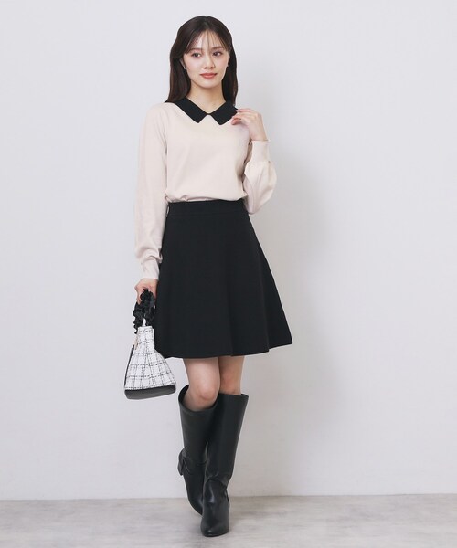 index（インデックス）の「バイカラー衿付きニット【洗濯機OK】（ニット/セーター・レディース・ベージュ系その他7/ブルー系9/ブラック系4・40/42/36/38）」の7枚目の写真