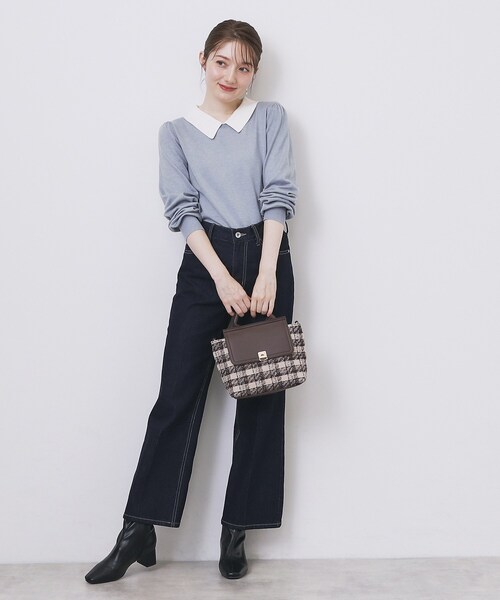 index（インデックス）の「バイカラー衿付きニット【洗濯機OK】（ニット/セーター・レディース・ベージュ系その他7/ブルー系9/ブラック系4・40/42/36/38）」の14枚目の写真