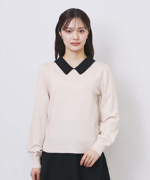 index（インデックス）の「バイカラー衿付きニット【洗濯機OK】（ニット/セーター・レディース・ベージュ系その他7/ブルー系9/ブラック系4・40/42/36/38）」の16枚目の写真