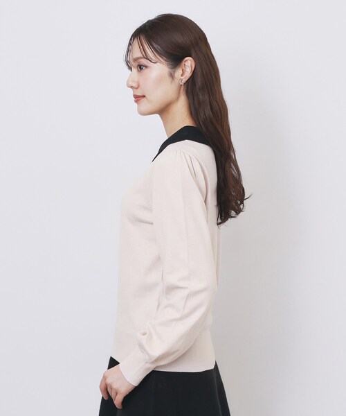 index（インデックス）の「バイカラー衿付きニット【洗濯機OK】（ニット/セーター・レディース・ベージュ系その他7/ブルー系9/ブラック系4・40/42/36/38）」の18枚目の写真