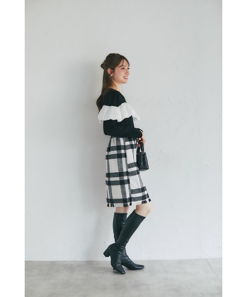 tocco closet(トッコ クローゼット)の「【ZOZO限定】アソートチェックフリンジヘムミニスカート(スカート・レディース・ピンク/ブラック/オフホワイト/ベージュ・M)」の10枚目の写真