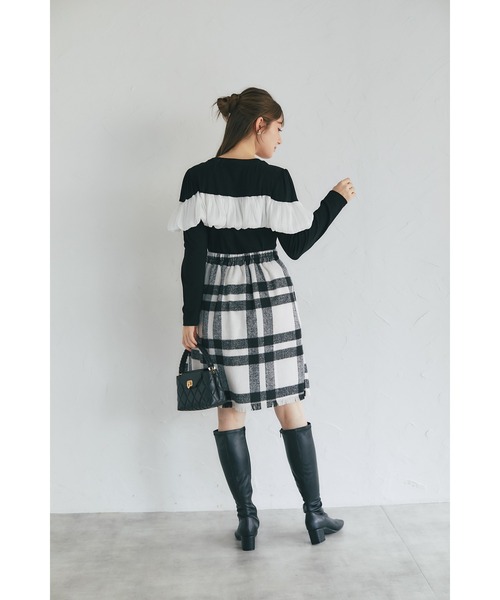 tocco closet(トッコ クローゼット)の「【ZOZO限定】アソートチェックフリンジヘムミニスカート(スカート・レディース・ピンク/ブラック/オフホワイト/ベージュ・M)」の12枚目の写真
