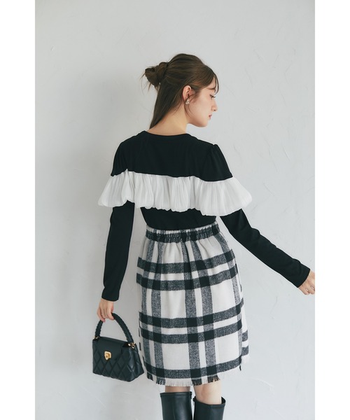 tocco closet(トッコ クローゼット)の「【ZOZO限定】アソートチェックフリンジヘムミニスカート(スカート・レディース・ピンク/ブラック/オフホワイト/ベージュ・M)」の14枚目の写真