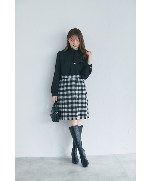 tocco closet(トッコ クローゼット)の「【ZOZO限定】アソートチェックフリンジヘムミニスカート(スカート・レディース・ピンク/ブラック/オフホワイト/ベージュ・M)」の15枚目の写真