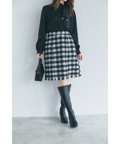 tocco closet(トッコ クローゼット)の「【ZOZO限定】アソートチェックフリンジヘムミニスカート(スカート・レディース・ピンク/ブラック/オフホワイト/ベージュ・M)」の17枚目の写真