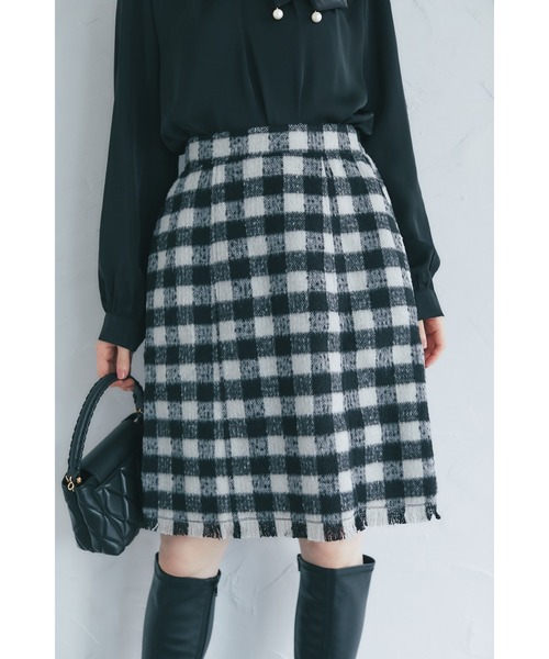 tocco closet(トッコ クローゼット)の「【ZOZO限定】アソートチェックフリンジヘムミニスカート(スカート・レディース・ピンク/ブラック/オフホワイト/ベージュ・M)」の19枚目の写真