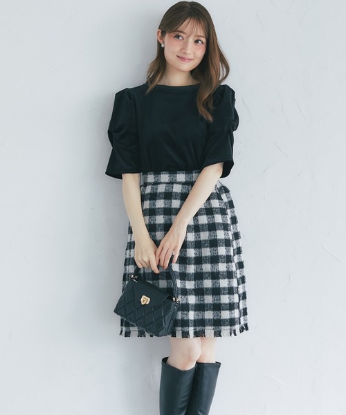 tocco closet(トッコ クローゼット)の「【ZOZO限定】アソートチェックフリンジヘムミニスカート(スカート・レディース・ピンク/ブラック/オフホワイト/ベージュ・M)」の18枚目の写真