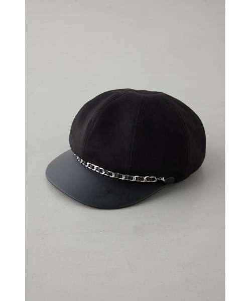 AZUL by moussy（アズールバイマウジー）の「フェイクレザーチェーンキャスケット（キャスケット・レディース・ベージュ/ブラック・FREE）」の5枚目の写真