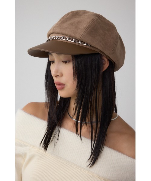 AZUL by moussy（アズールバイマウジー）の「フェイクレザーチェーンキャスケット（キャスケット・レディース・ベージュ/ブラック・FREE）」の13枚目の写真