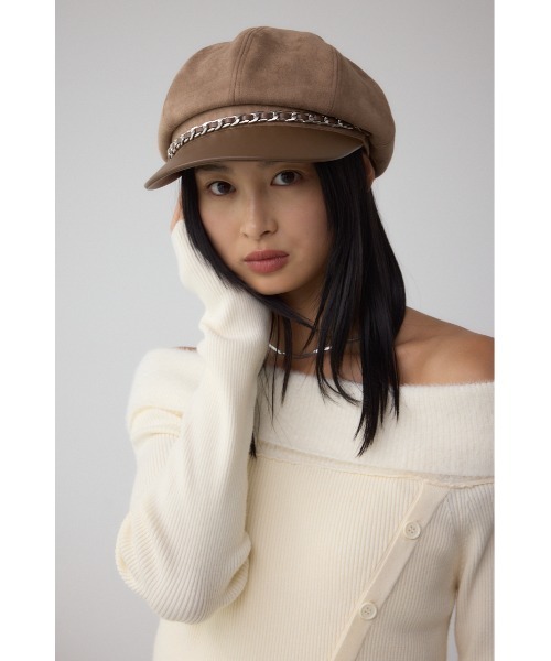 AZUL by moussy（アズールバイマウジー）の「フェイクレザーチェーンキャスケット（キャスケット・レディース・ベージュ/ブラック・FREE）」の14枚目の写真