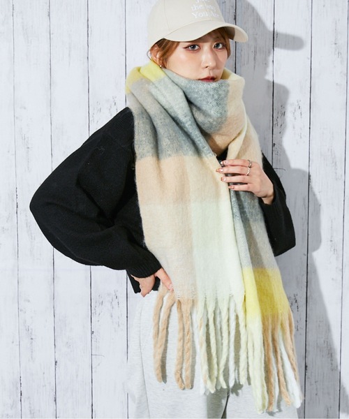 セール】《ふんわり映えフリンジ》ユニセックス マフラー ロング