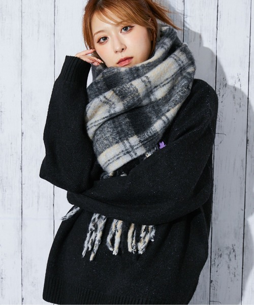 セール】《ふんわり映えフリンジ》ユニセックス マフラー ロング