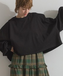 OE天竺 ワイドボリューム クロップド Tシャツ ロンT 長袖