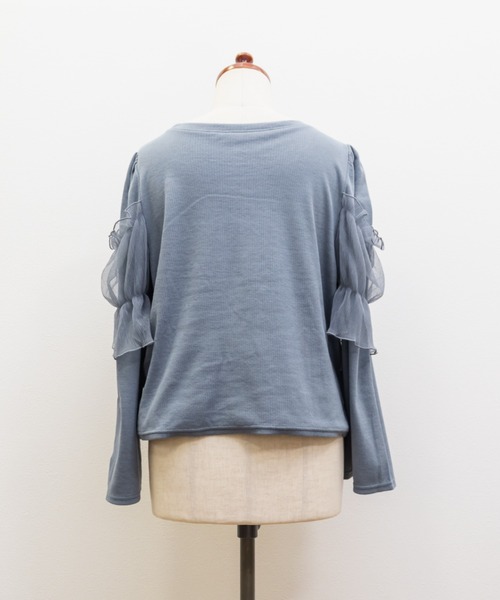 CLETTE（クレット）の「CLETTEオリジナルクロスチュール長袖リブプルオーバー（Tシャツ/カットソー・レディース・アイボリー/ブルー/チャコールグレー・LL/3L/4L）」の21枚目の写真