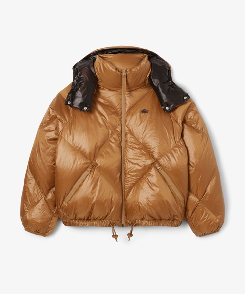 LACOSTE(ラコステ)の「オーバーサイズ撥水ナイロンダウンジャケット / フード取り外し可(ダウンジャケット/コート・レディース・キャメル・36/34/40/38)」の2枚目の写真