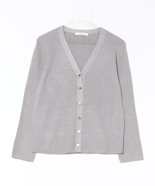 m.f.editorial(エムエフエディトリアル)の「【ハンドウォッシャブル】m.f.エディトリアルレディース ラメリブ Vネック ニットカーディガン(カーディガン/ボレロ・レディース・ベージュ/ライトグレー/ブラック/レッド・LARGE/MEDIUM)」の7枚目の写真