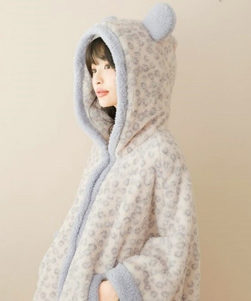 gossip！ロサンゼルス（ゴシップロサンゼルス）の「【Y2Kガーリー】レオパード柄もこもこフード付きルームウェア／ガウン（秋冬新作）（ガウン/バスローブ・レディース・ピンク/ライトブルー・FREE）」の6枚目の写真