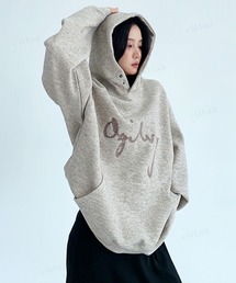 Dalfwin（ダールフィン）の「韓国ファッション 筆記体ロゴ刺繍フーディー（パーカー・メンズ）」