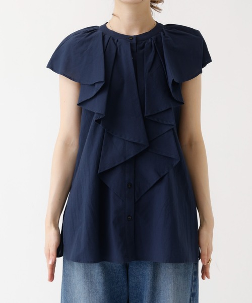 DESIGNWORKS(デザインワークス)の「フロントラッフルブラウス(シャツ/ブラウス・レディース・ブラック/ネイビー/ベージュ/ホワイト・フリー)」の8枚目の写真