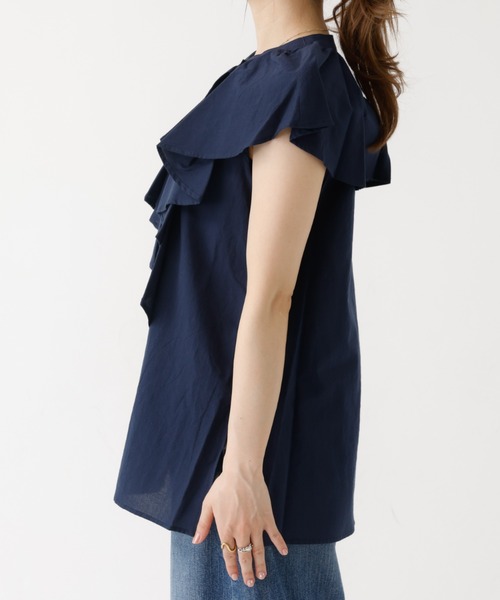 DESIGNWORKS(デザインワークス)の「フロントラッフルブラウス(シャツ/ブラウス・レディース・ブラック/ネイビー/ベージュ/ホワイト・フリー)」の9枚目の写真