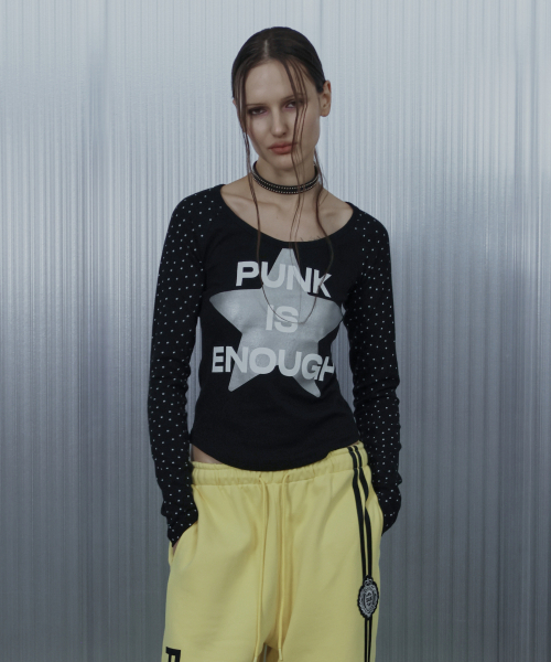 SETUP-EXE(セットアップイーエックスイー)の「STAR SLEEVE PUNK TOP / BLACK(Tシャツ/カットソー・レディース・その他・OS)」の1枚目の写真