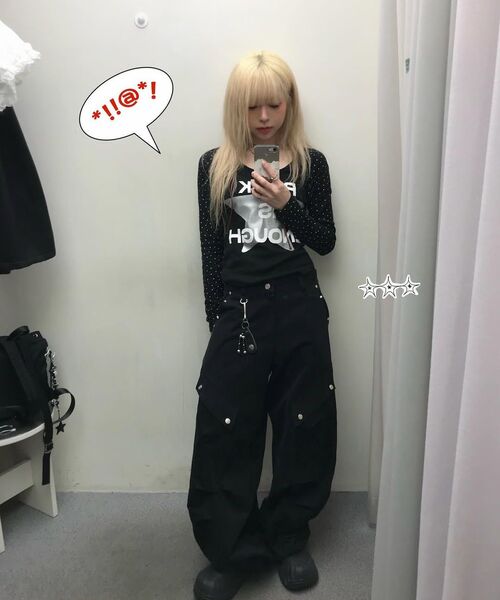 SETUP-EXE(セットアップイーエックスイー)の「STAR SLEEVE PUNK TOP / BLACK(Tシャツ/カットソー・レディース・その他・OS)」の4枚目の写真