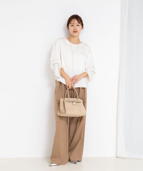 NOLLEY’S Sophi(ノーリーズソフィ)の「ウォッシャブル2WAYサテンブラウス(シャツ/ブラウス・レディース・カーキ/オフホワイト・38/36)」の17枚目の写真