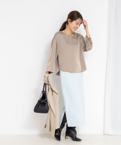 セール】ウォッシャブル2WAYサテンブラウス（シャツ/ブラウス