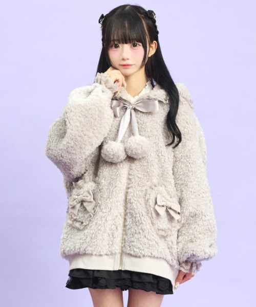 Secret Honey（シークレットハニー）の「モコモコファーブルゾン（その他アウター・レディース・グレー/オフホワイト/ブラック・MEDIUM）」の3枚目の写真