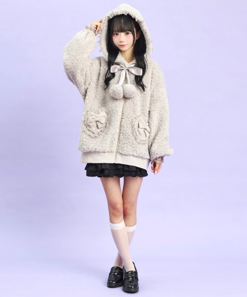 Secret Honey（シークレットハニー）の「モコモコファーブルゾン（その他アウター・レディース・グレー/オフホワイト/ブラック・MEDIUM）」の7枚目の写真