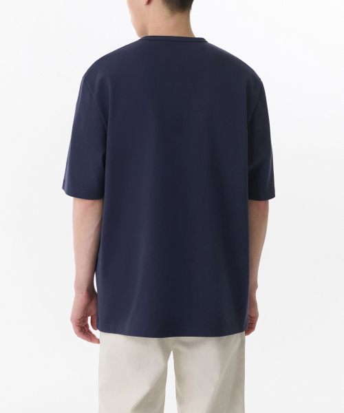 MUSINSA STANDARD（ムシンサスタンダード）の「ヘビーポンテリラックスクルーネックTシャツ[ネイビー]（Tシャツ/カットソー・メンズ・その他・SMALL/MEDIUM/LARGE/X-LARGE/XX-LARGE/XXX-LARGE）」の2枚目の写真