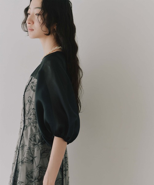 kaene(カエン)の「パイピングレース切り替えドレス【結婚式 二次会 同窓会 成人式 パーティードレス】(ワンピース・レディース・ブラック/ブラウン・S/M)」の13枚目の写真