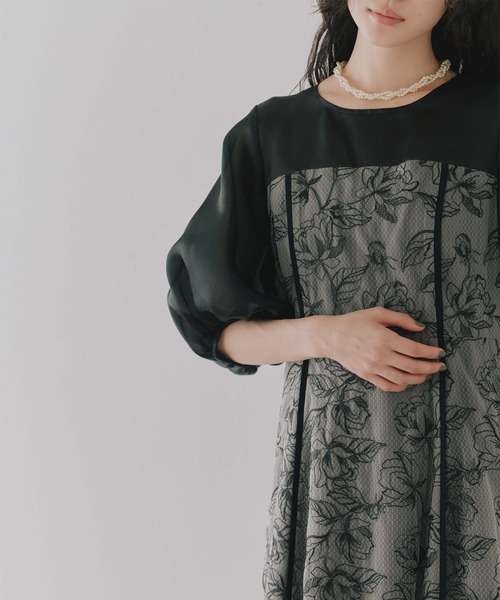 kaene(カエン)の「パイピングレース切り替えドレス【結婚式 二次会 同窓会 成人式 パーティードレス】(ワンピース・レディース・ブラック/ブラウン・S/M)」の12枚目の写真