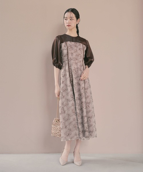 kaene(カエン)の「パイピングレース切り替えドレス【結婚式 二次会 同窓会 成人式 パーティードレス】(ワンピース・レディース・ブラック/ブラウン・S/M)」の3枚目の写真