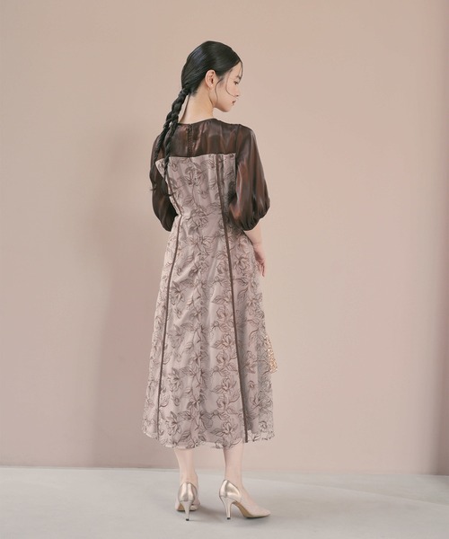 kaene(カエン)の「パイピングレース切り替えドレス【結婚式 二次会 同窓会 成人式 パーティードレス】(ワンピース・レディース・ブラック/ブラウン・S/M)」の4枚目の写真