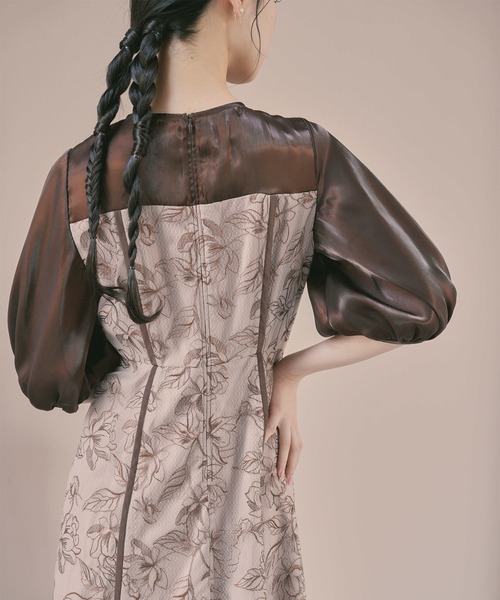 kaene(カエン)の「パイピングレース切り替えドレス【結婚式 二次会 同窓会 成人式 パーティードレス】(ワンピース・レディース・ブラック/ブラウン・S/M)」の7枚目の写真