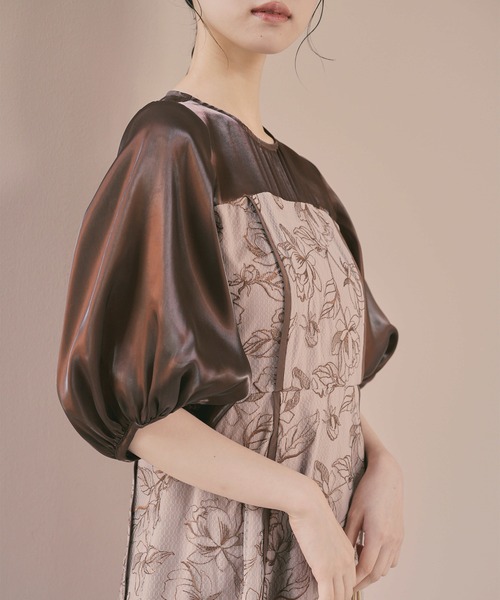 kaene(カエン)の「パイピングレース切り替えドレス【結婚式 二次会 同窓会 成人式 パーティードレス】(ワンピース・レディース・ブラック/ブラウン・S/M)」の6枚目の写真