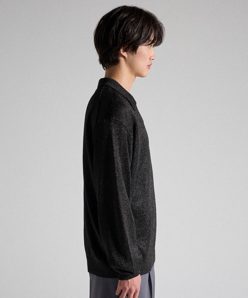 Parts Lab.(パーツラボ)の「【Parts Lab.】Metallic Knit Polo Shirt / メタリックニットポロシャツ(ニット/セーター・メンズ・ブラック/ベージュ/ブラック系1・S/M/L)」の5枚目の写真