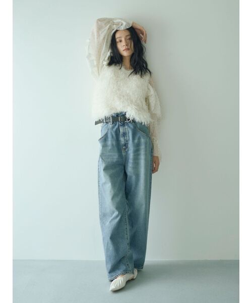 ungridウエストデザインルーズデニム アングリッド Ungrid Ungrid ウエストデザインルーズデニム（ブルー